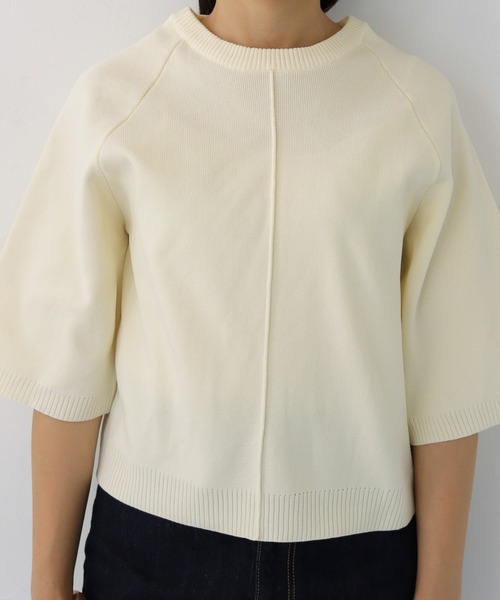 HER CLOSET ニット 「shemoshelly」ダンボールニット5分袖トップス 