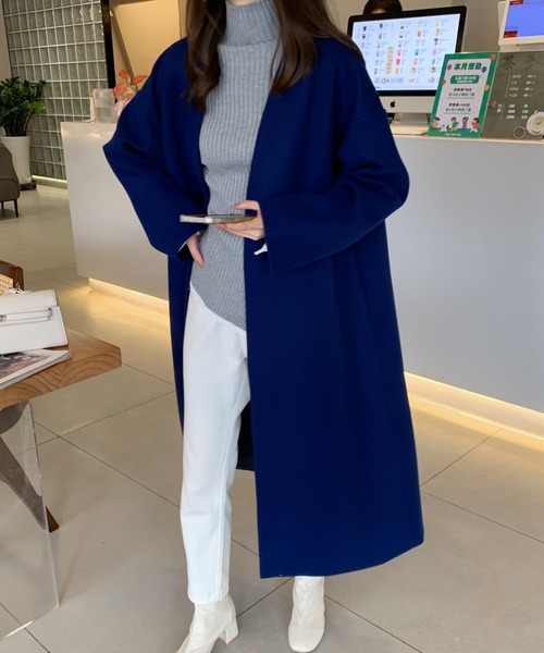 BEAUTY&YOUTH ノーカラーロングコート ABITOKYO ノーカラーロングコート レディース : ZOZOTOWN Yahoo