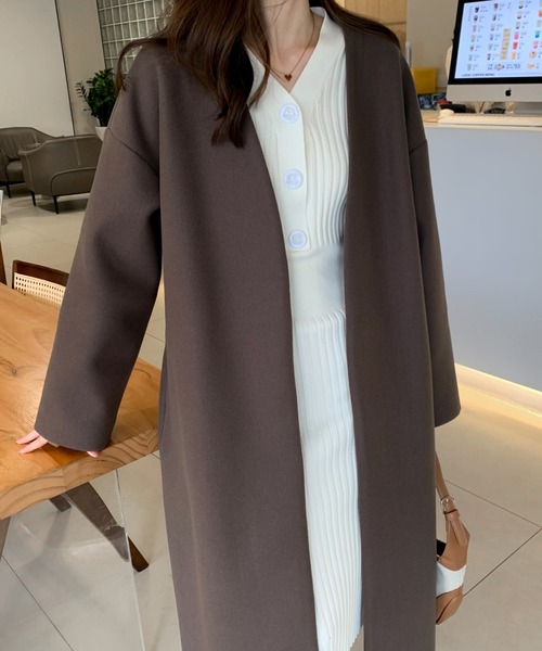 ABITOKYO ノーカラーロングコート レディース : ZOZOTOWN Yahoo
