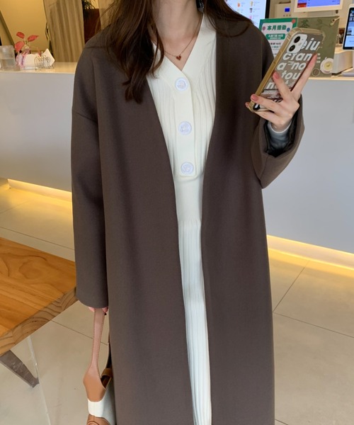 ABITOKYO ノーカラーロングコート レディース : ZOZOTOWN Yahoo