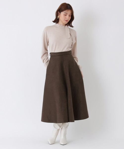 スカート シンセティックスエード　フレアスカート ポリエステル