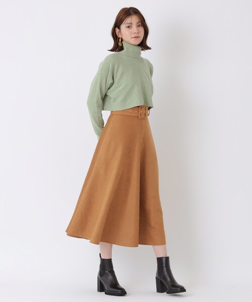スカート シンセティックスエード　フレアスカート ポリエステル