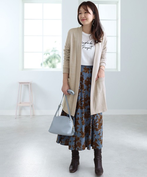 BELLUNA PLUS（ベルーナプラス） カーディガン 裏起毛素材ロング