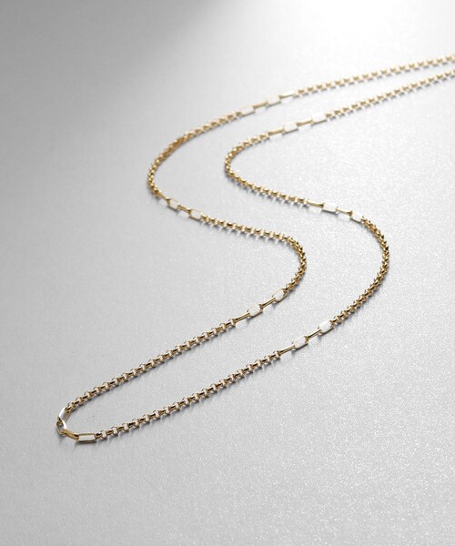 COCOSHNIK ネックレス K10ハーフラウンド ステーションネックレス 