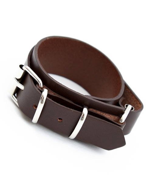 ブレスレット an meets zakka バックルベルトレザーワイドブレスレット