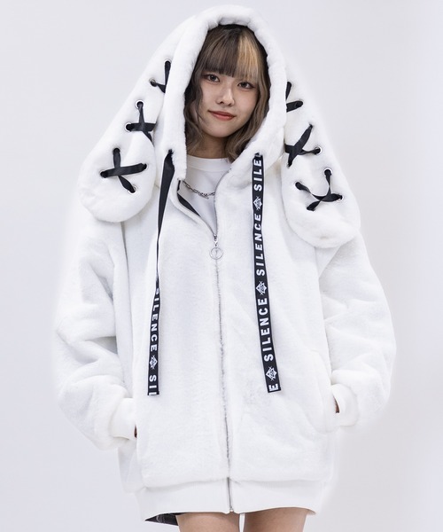 新品♥未開封KRYCLOTHING 耳付きフード パーカー ホワイト♥ラス1 JOHN'S CLOSET（ジョンズクローゼット） パーカー 「31」うさ耳 ファー