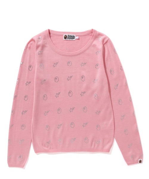 【美品】A BATHING APE ニット レディースM〜L A BATHING APE ニット セーター CRYSTAL STONE BAPE KNIT