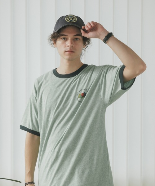 [ENZO BLUES] ダブル ロゴ リンガー Tシャツ ホワイト（白）系 ENZO BLUES(エンゾーブルース) Tシャツ