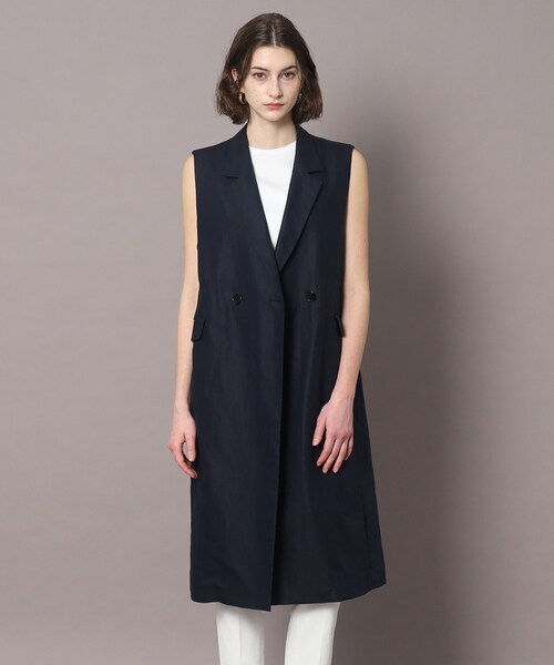 DRESSTERIOR リネンコットンロングベスト ネイビー DRESSTERIOR リネンコットンロングベスト ネイビー