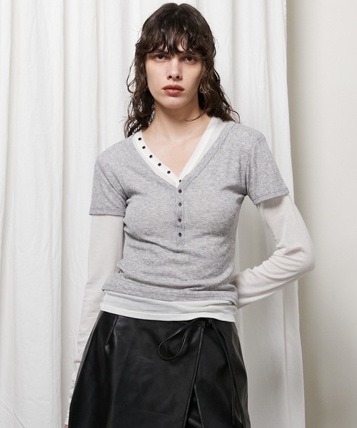 tシャツ ヘンリーレイヤードトップ / Henley Layered Top レディース