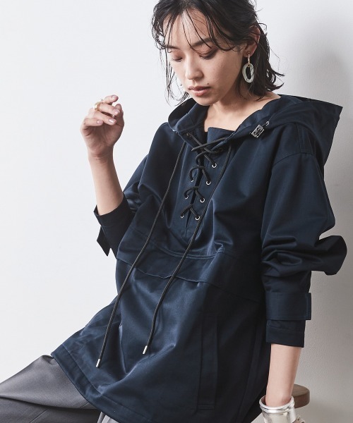 CHIC STYLE パーカー レースアップアノラックパーカー 「大きい