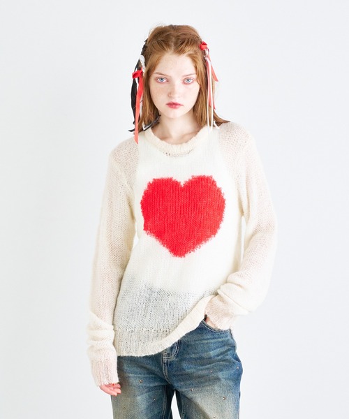 ニット セーター LOVEモヘヤニットプルオーバー レディース