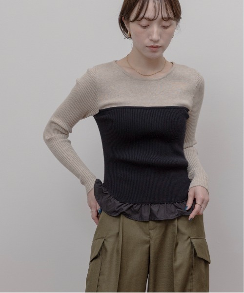 ニット セーター フリルヘムビスチェラインリブニット レディース Eimee Law ニット セーター フリルヘムビスチェラインリブニット