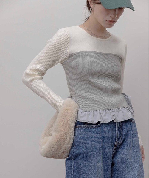 Eimee Law ニット セーター フリルヘムビスチェラインリブニット