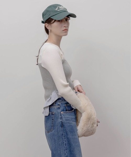 ニット セーター フリルヘムビスチェラインリブニット レディース Eimee Law ニット セーター フリルヘムビスチェラインリブニット