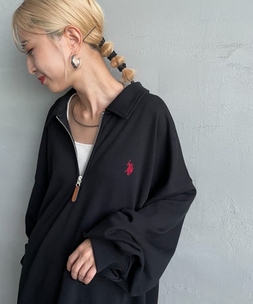 トレーナー スウェット 「U.S. POLO ASSN.」「別注」ワンポイント刺繍ハーフジップスウェットプルオーバー レディース U.S. POLO ASSN. トレーナー スウェット 「U.S. ASSN./ユーエス