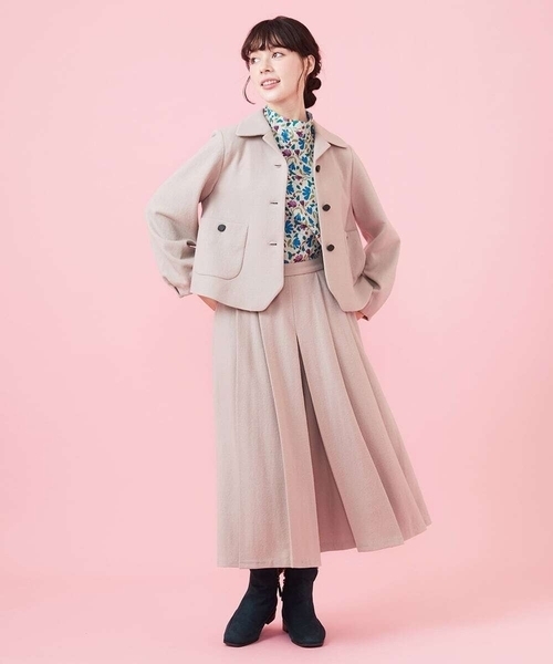 Jocomomola パンツ 圧縮天竺 プリーツワイドパンツ レディース 