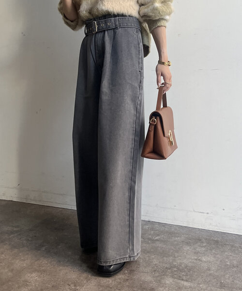 ≪23SS★≫CHANEL ワイド デニム ベルト付 大人気 ベルト付ロングワイドデニムパンツ | レディースファッション