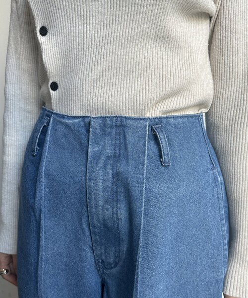 【新品タグ付き】 Thevon Sサイズ yunaデニム ブラック Thevon ジーンズ デニム デニムパンツ ベルト付きワイドデニム