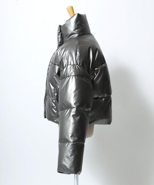 ダウンコート ダウンジャケット 光沢グロッシーナイロン ショート丈