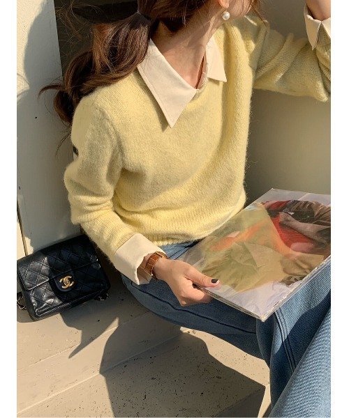 ニット襟シャツ MAISON DE THERESE ニット セーター ワイシャツの襟付きセーター