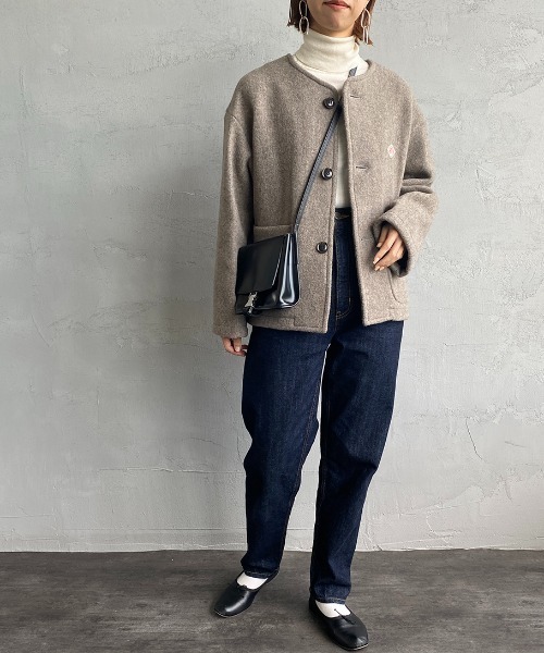 Danton（ダントン） ノーカラージャケット 38 ベージュ レディース