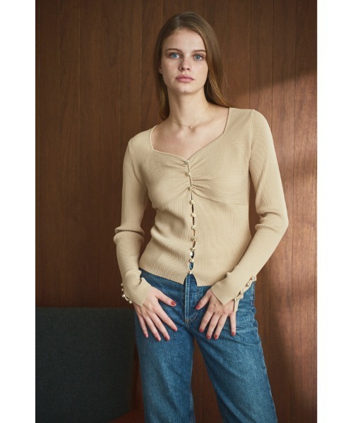 ニット セーター Lydia Knit Top ハートネックリブニットプルオーバー レディース