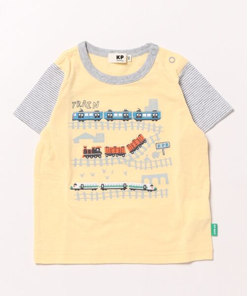 KP BOY（ケーピーボーイ） tシャツ 電車刺しゅう半袖Tシャツ(80-130