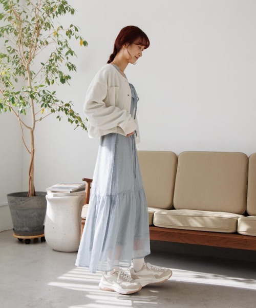 flower ジャケット ノーカラージャケット グリッターコーデュロイ 