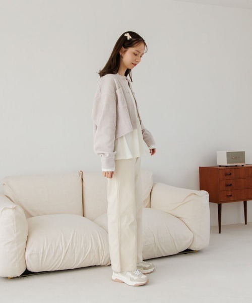 flower ジャケット ノーカラージャケット グリッターコーデュロイ