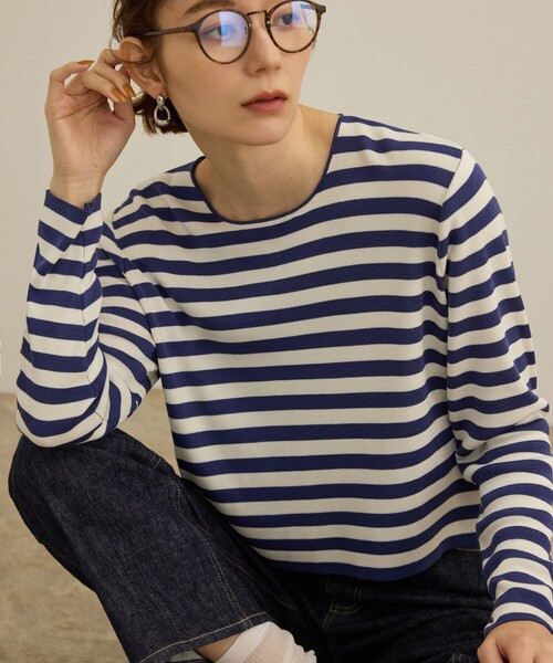 tシャツ 「洗える」ウォッシャブルシルク 総針ボーダープルオーバー レディース | ROPE' | 02