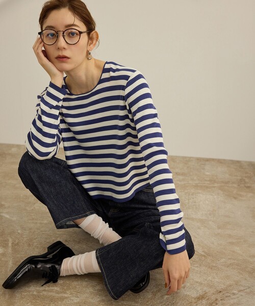 tシャツ 「洗える」ウォッシャブルシルク 総針ボーダープルオーバー レディース | ROPE' | 06