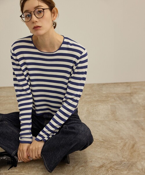 tシャツ 「洗える」ウォッシャブルシルク 総針ボーダープルオーバー レディース | ROPE' | 08