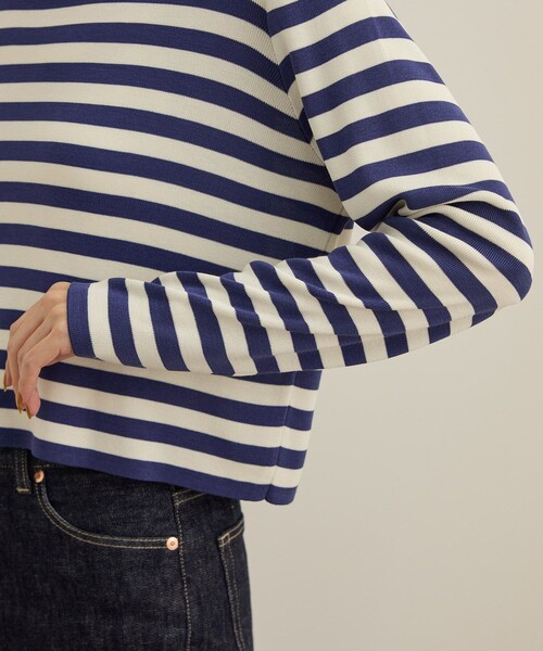 tシャツ 「洗える」ウォッシャブルシルク 総針ボーダープルオーバー レディース | ROPE' | 18