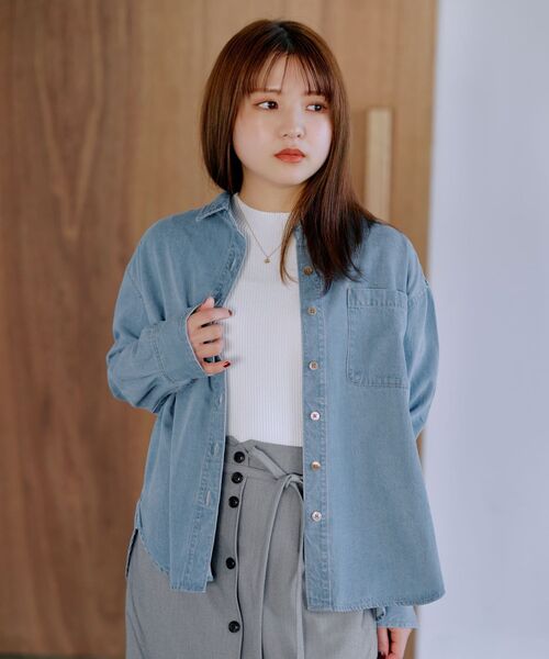 ブラウス シャツ タックスリーブデニムシャツ レディース SPIRALGIRL ブラウス シャツ タックスリーブデニムトップス