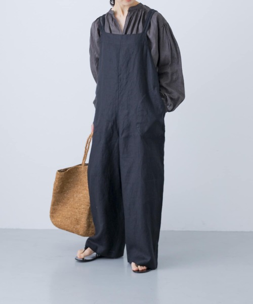 新品タグ付き かぐれ リネンサロペット チャコール グレー カグレ かぐれ リネンサロペット （CHARCOAL） - ファッション