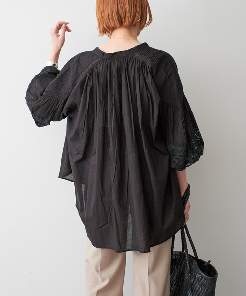 ブラウス シャツ ne Quittez pas / ヌキテパ COTTON VOILE LACE  PIN T レディース ne Quittez pas / ヌキテパ COTTON VOILE LACE PIN T（シャツ