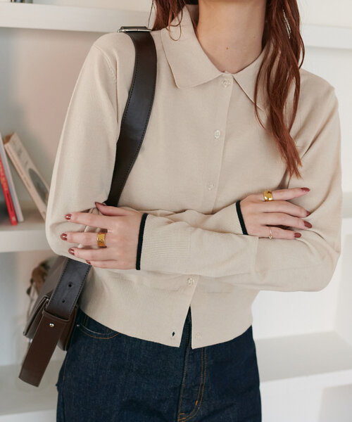 「DISCOAT」 ニットカーディガン FREE チャコールグレー レディース_画像2