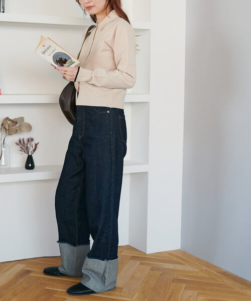 「DISCOAT」 ニットカーディガン FREE チャコールグレー レディース_画像7