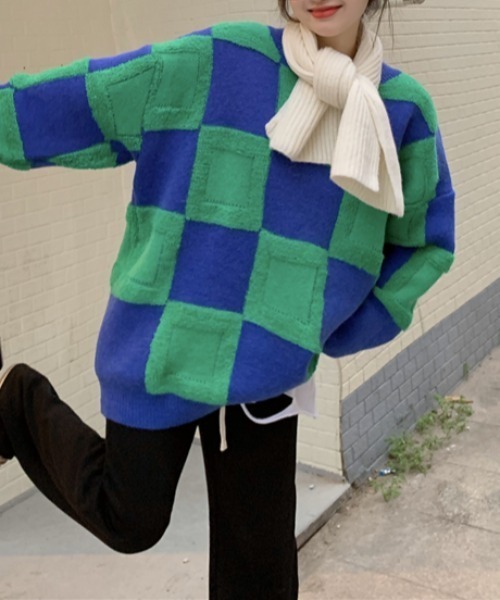 「by muni:r」 長袖ニット FREE ブルー レディース_画像7