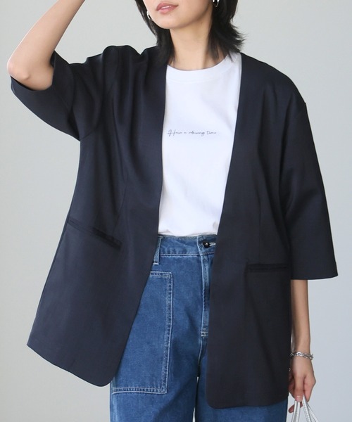 Midori 様用　　イスタイーレ　リネン　ノーカラー　ワイド　ジャケット 楽天市場】【送料無料】 ista-ire リネンレーヨントッパー