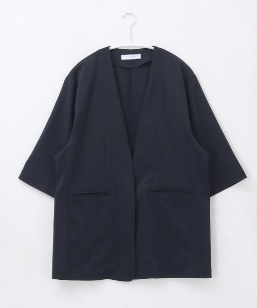 itto ジャケット ノーカラージャケット 「涼しげリネン風