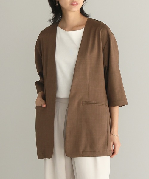 itto ジャケット ノーカラージャケット 「涼しげリネン風