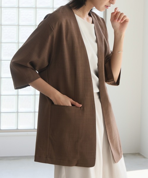 itto ジャケット ノーカラージャケット 「涼しげリネン風