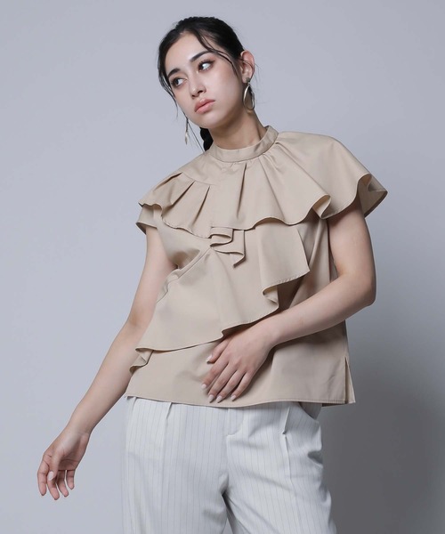【即日発送】RAW FUDGE ローファッジ レースケープカラー2WAYブラウス RAW FUDGE（ローファッジ） ブラウス シャツ ハンカチーフヘムケープ