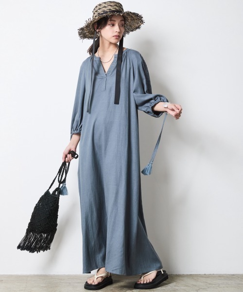 CHIC STYLE（シックスタイル） ワンピース レーヨン麻カフタンマキシ