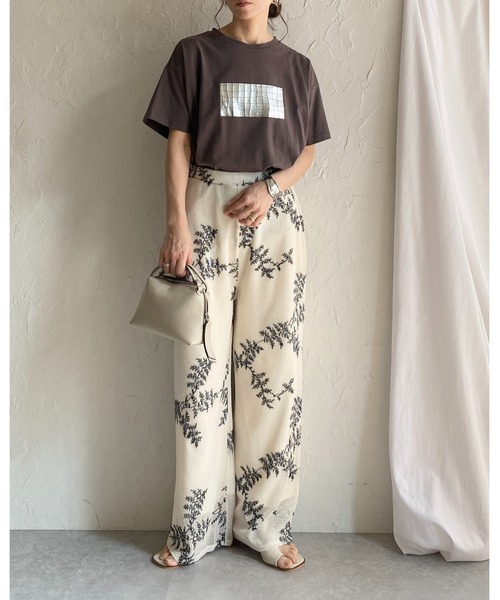パンツ sa123456789 She's Closet パンツ 花柄ボタニカル刺繍メッシュシアーワイド