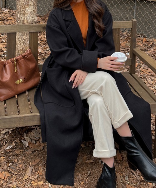 「COCOMOMO」 チェスターコート FREE オレンジ レディース_画像6