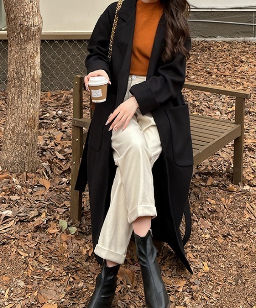 「COCOMOMO」 チェスターコート FREE オレンジ レディース_画像8