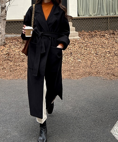 「COCOMOMO」 チェスターコート FREE オレンジ レディース_画像9